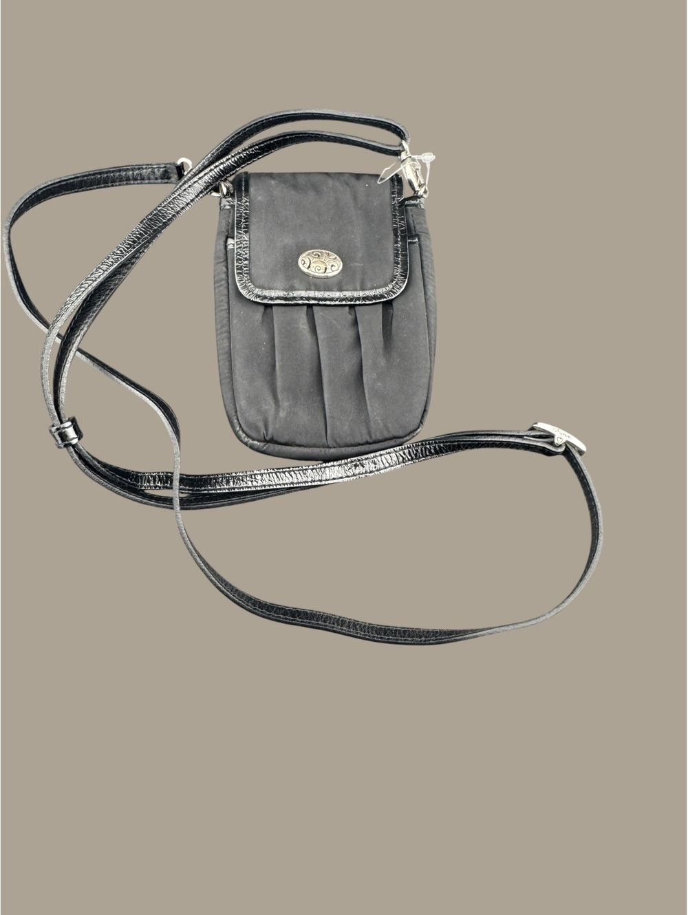 Brighton Black Crossbody Purse with Decorative Metal Clasp